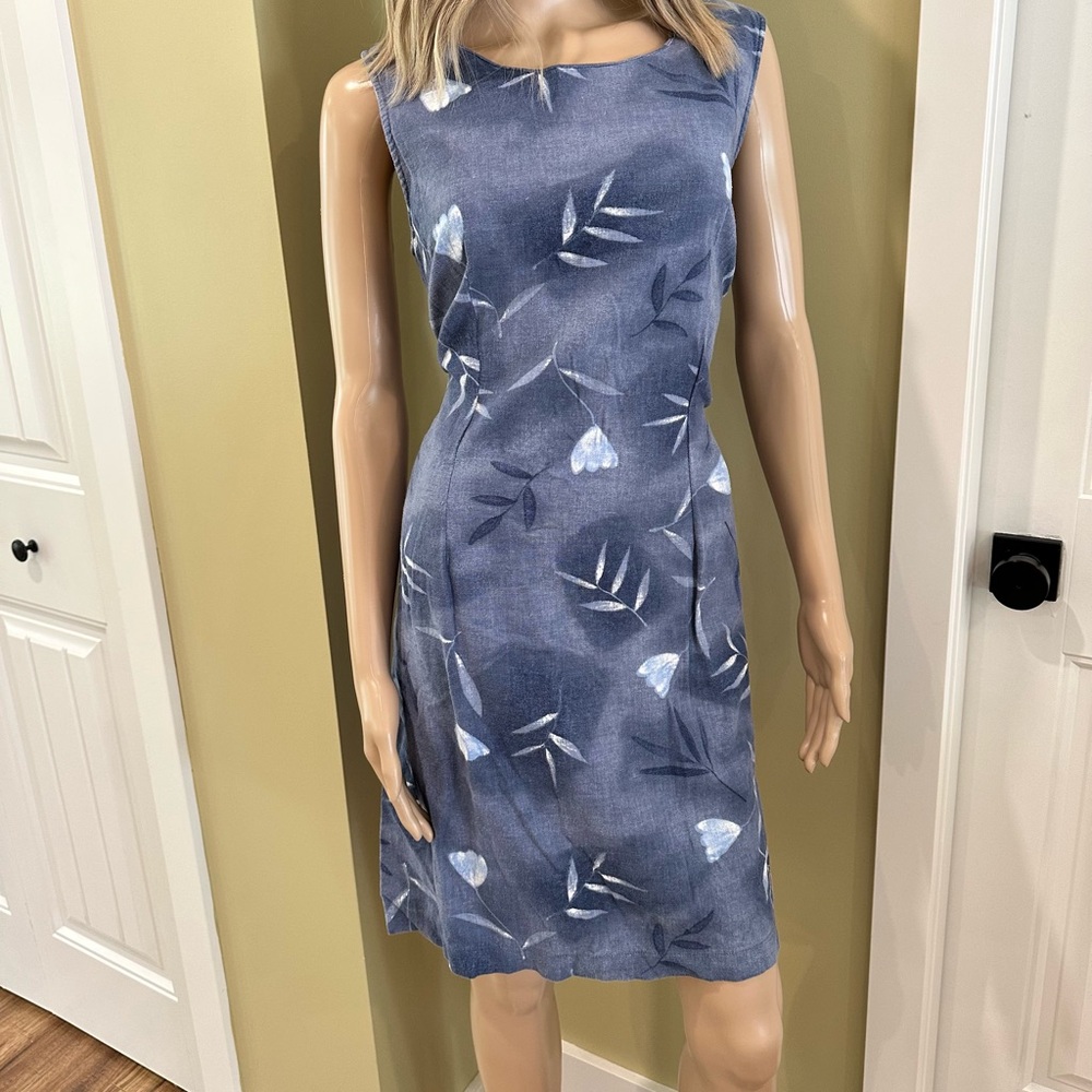 Expression Blue Linen Blend Dress Size 14
